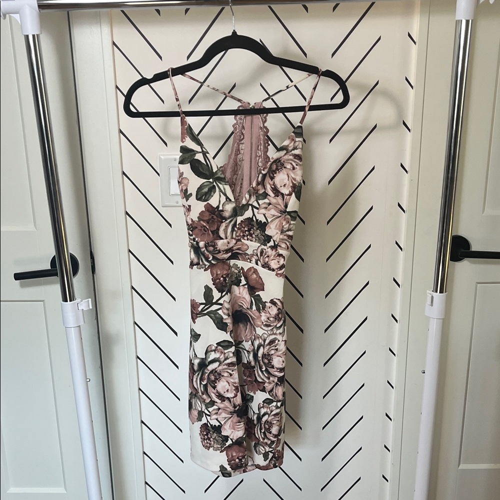 Windsor Floral Midi Dress in Pink and Cream